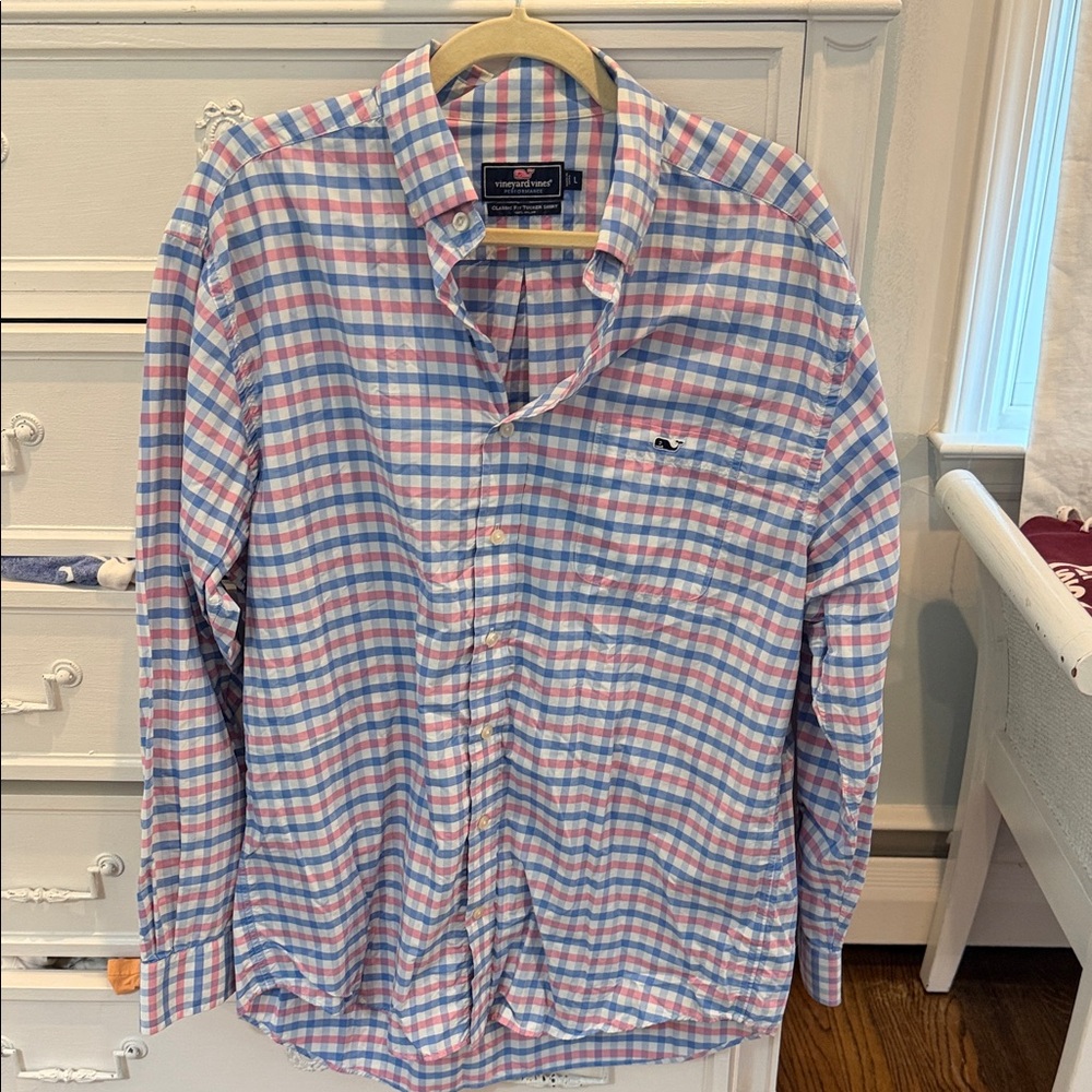 Vineyard Vines Pink & Light Blue Plaid Button-Down Shirt
